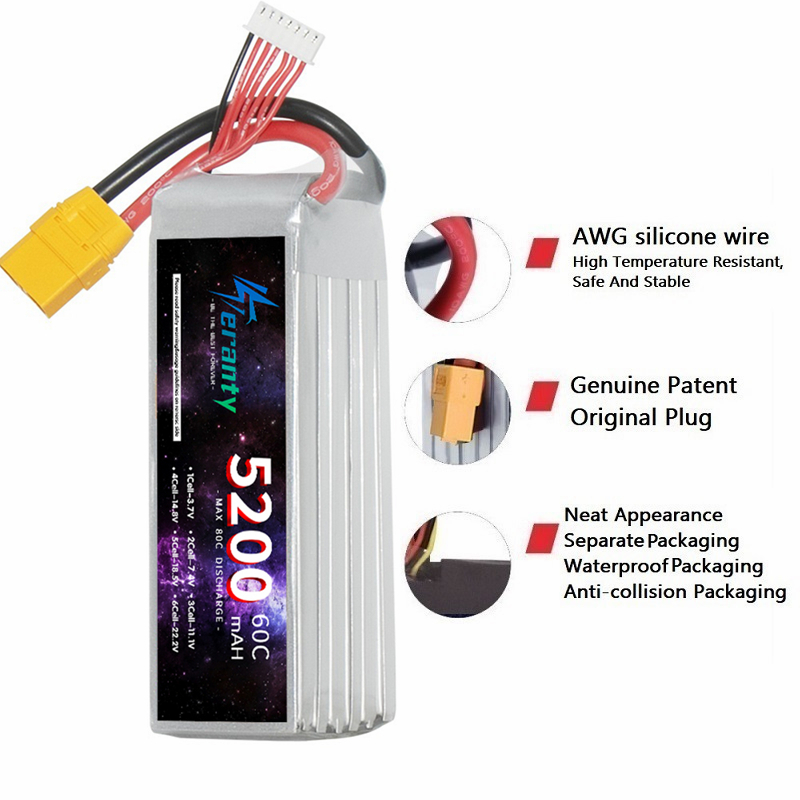 TERANTY 6S 5200mAh Lipo Batter - Drone Battery 4S 评论和价格