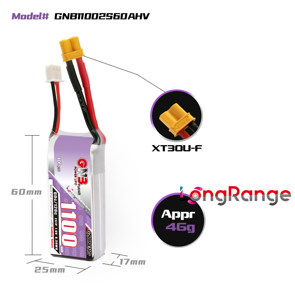 GNB 1100mAh 2S 3S 4S 6S 60C/12 - Drone Battery 3S 评论和价格