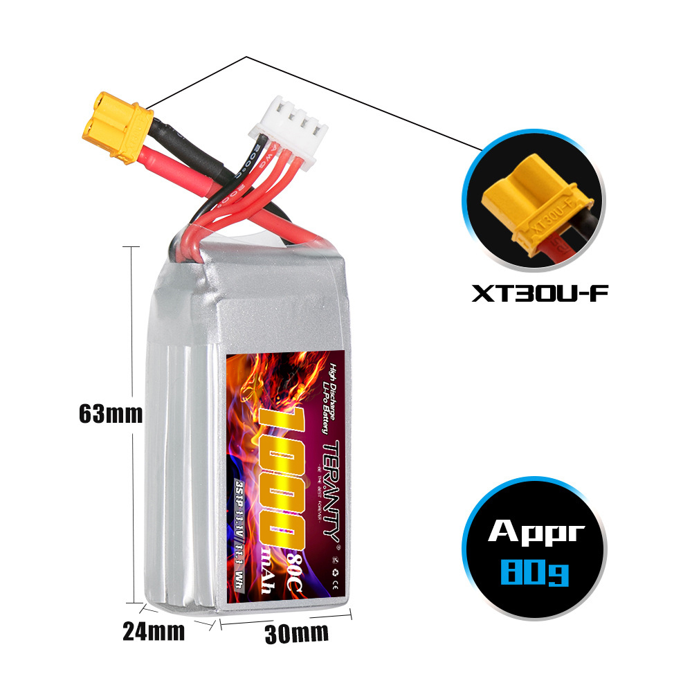 TERANTY 3S 11.1V 80C/160C 1000 - Drone Battery 3S 评论和价格